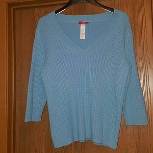 Blue cable knit sweater